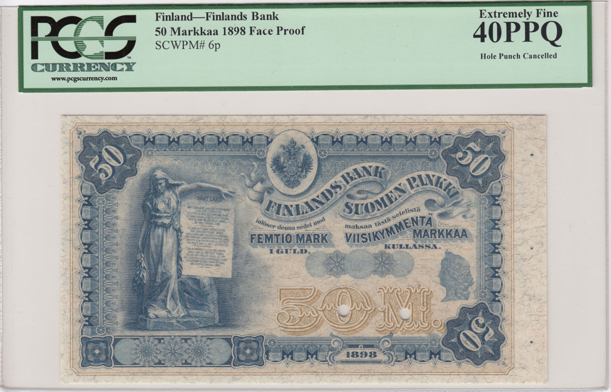 50 Markkaa 1898 \"SPECIMEN\" kl.7